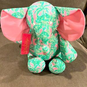 Lilly Pulitzer NWT Pink and Green Stuffed Elephant